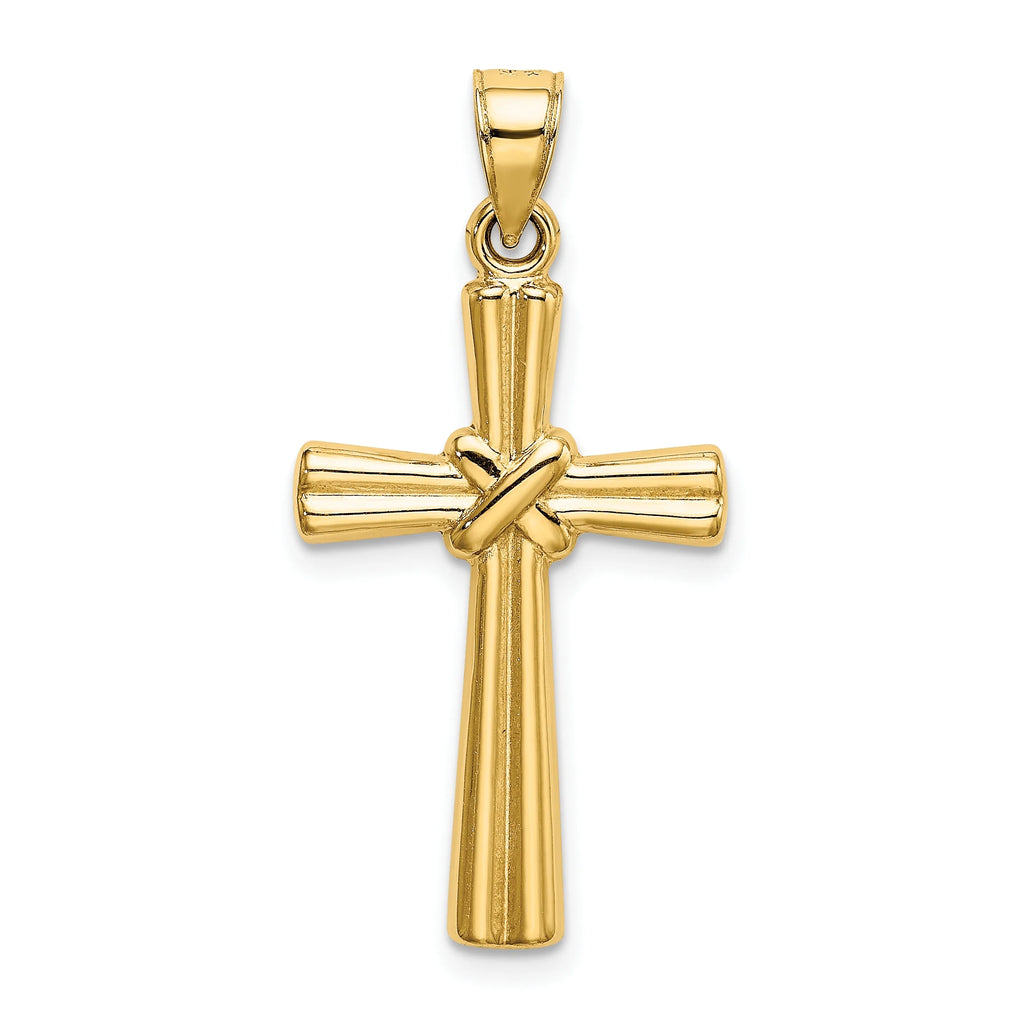 14 Karat Yellow Gold Hollow Cross Pendant with 18-inch Chain H22920