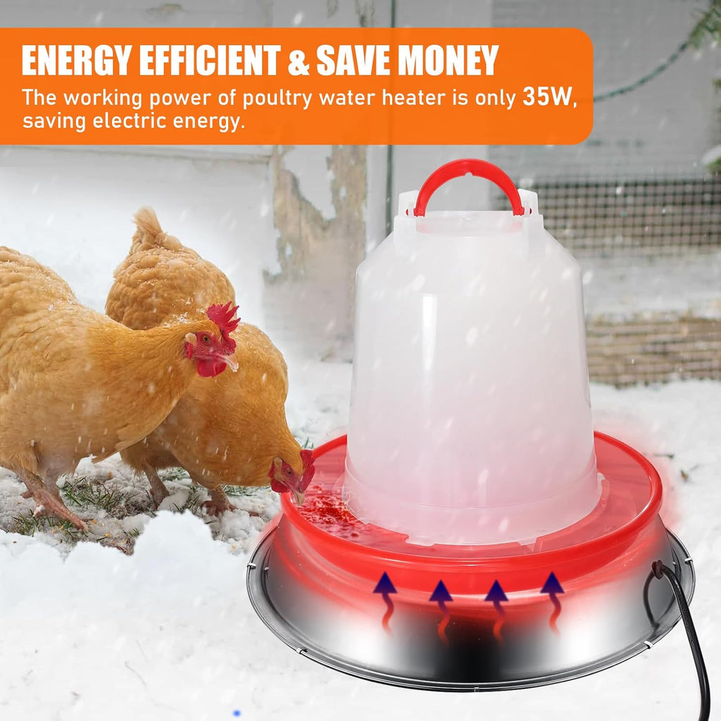 12 Inch 5 Gallons Poultry Drinker Heater Base with Thermostat and Power Cord Y353859