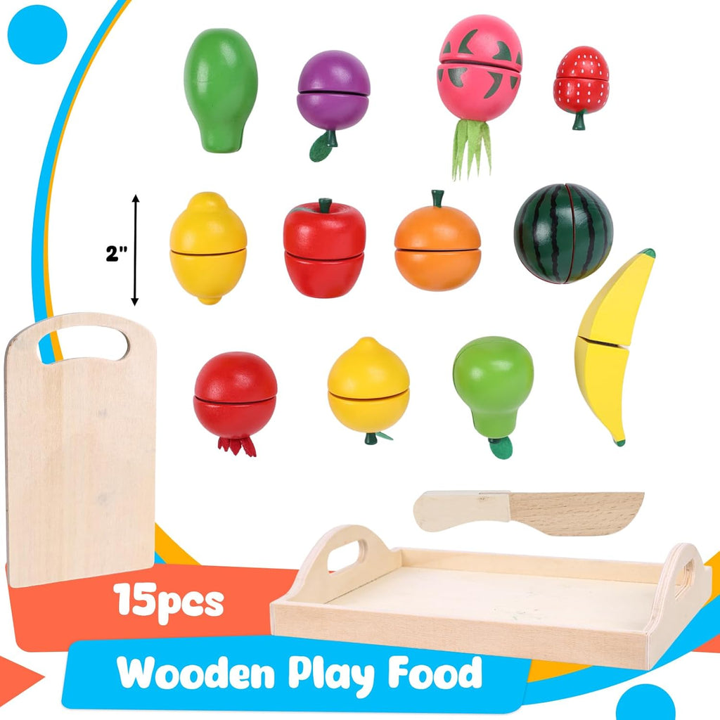 Wooden Play Food Set with Wooden Tray Z3152