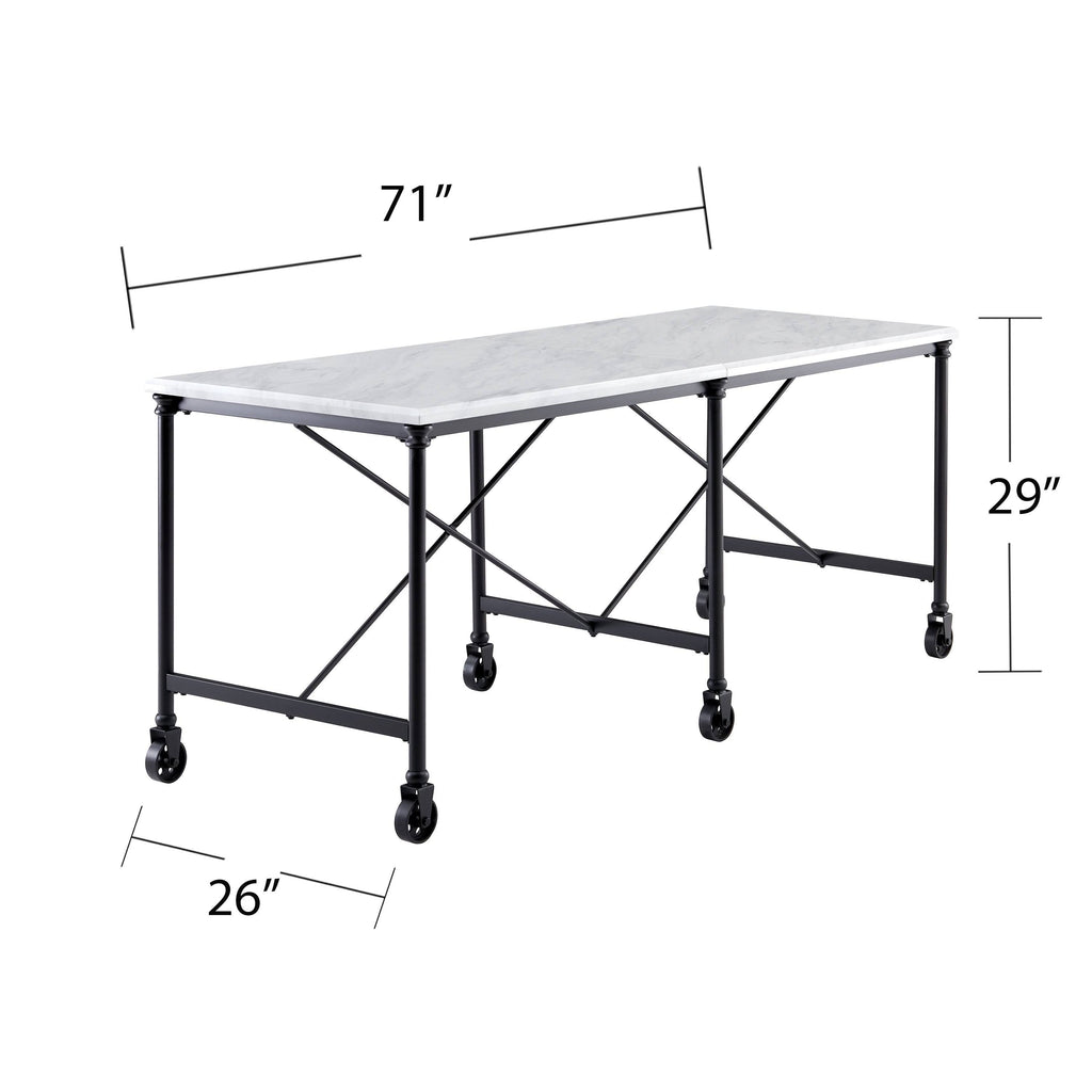 Black Metal 29-inch Kitchen Island Table P6974