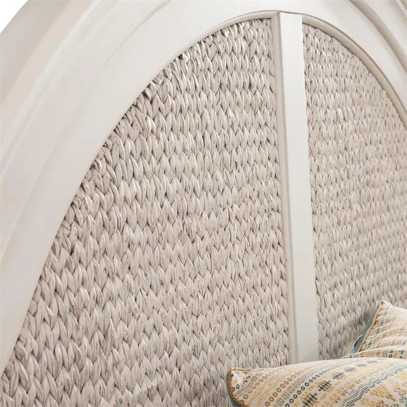Dove White Queen Woven Wood Headboard I911
