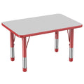 Rectangle T-Mold Adjustable Activity Table with Chunky Leg - Gray/Red P187