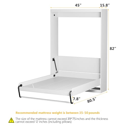 White Twin Size Murphy Wall Bed B38141