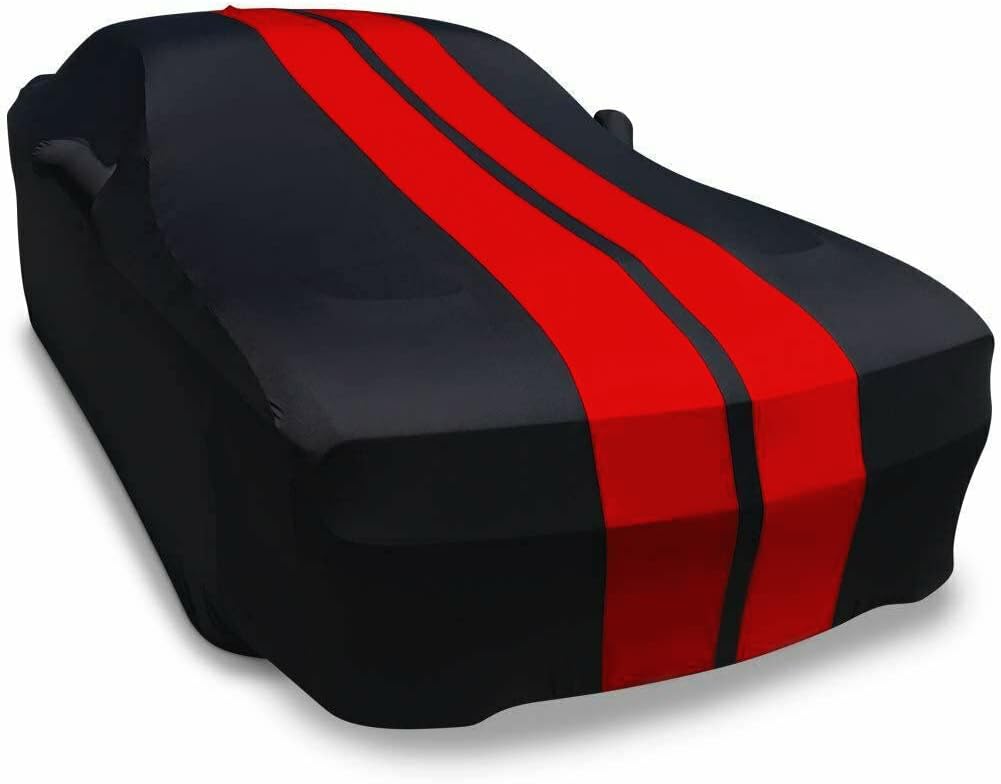 Indoor Car Cover Black with Red Stripes D229968