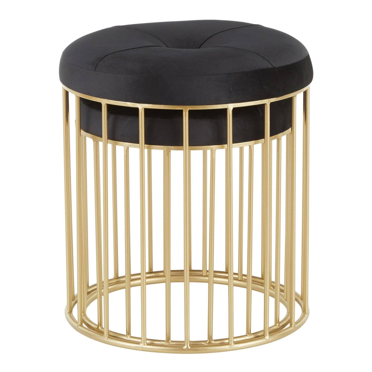 Gold Metal Pink Velvet Nesting Ottoman Set U7967