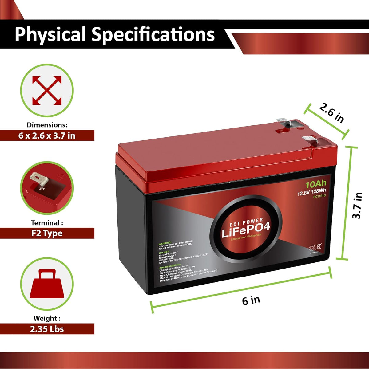 12V 20Ah Lithium LiFePO4 Deep Cycle Rechargeable Battery F8599