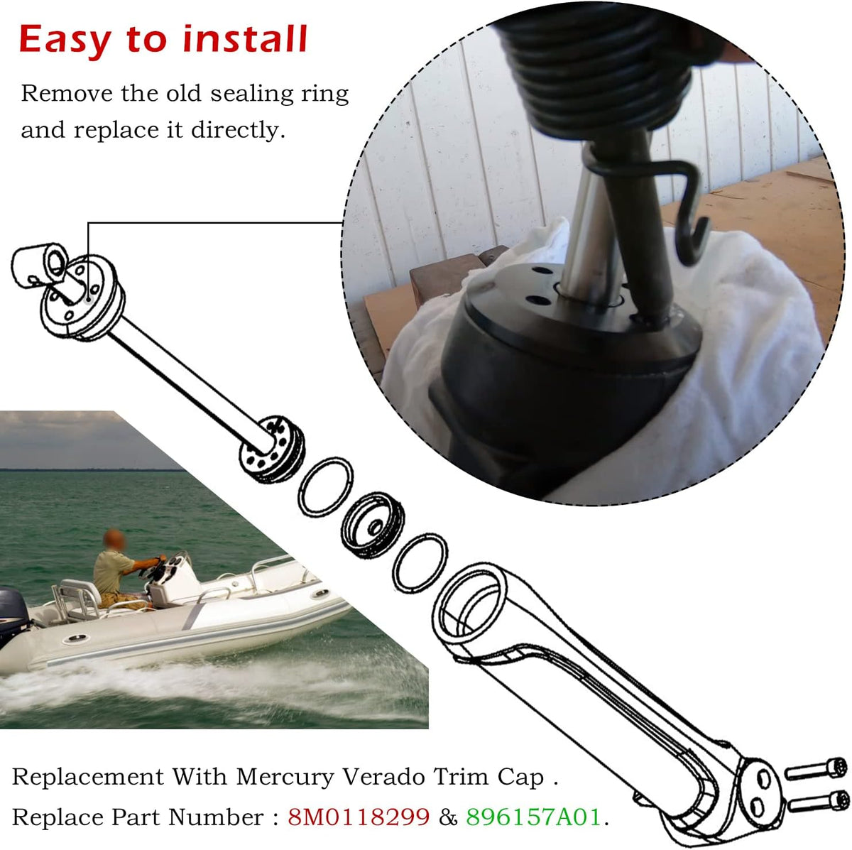 Black Outboard Trim Cap 6-Cylinder O88192