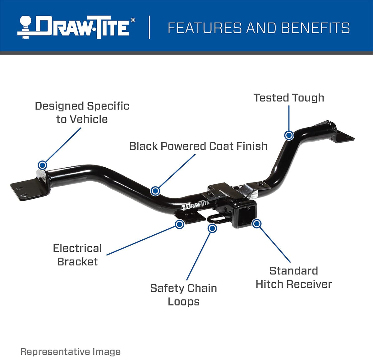 Class 3 Trailer Hitch, 2 Inch Receiver, Black I8956