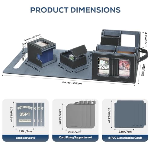 Black & Purple Trading Card Storage Box with 4 Toploaders, 4 Stoppers, 4 Dividers C4602