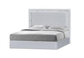 Silver Grey Woven Canvas Fabric King Platform Bed X891