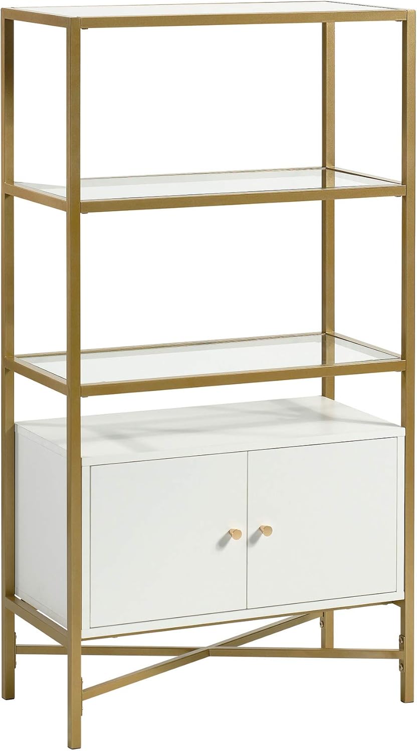 White Bookcase with Doors Y175520