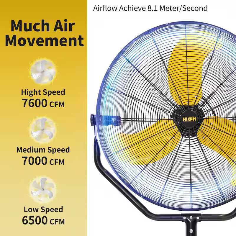 Yellow 3 Speeds Pedestal Fan Y56063