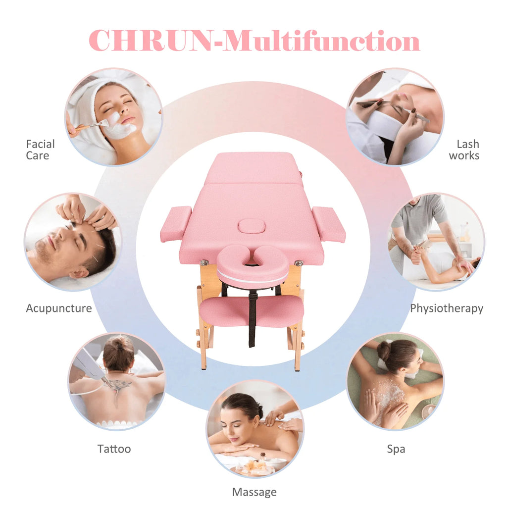 Pink Portable Massage Table 84 Inches 2 Fold Adjustable M130