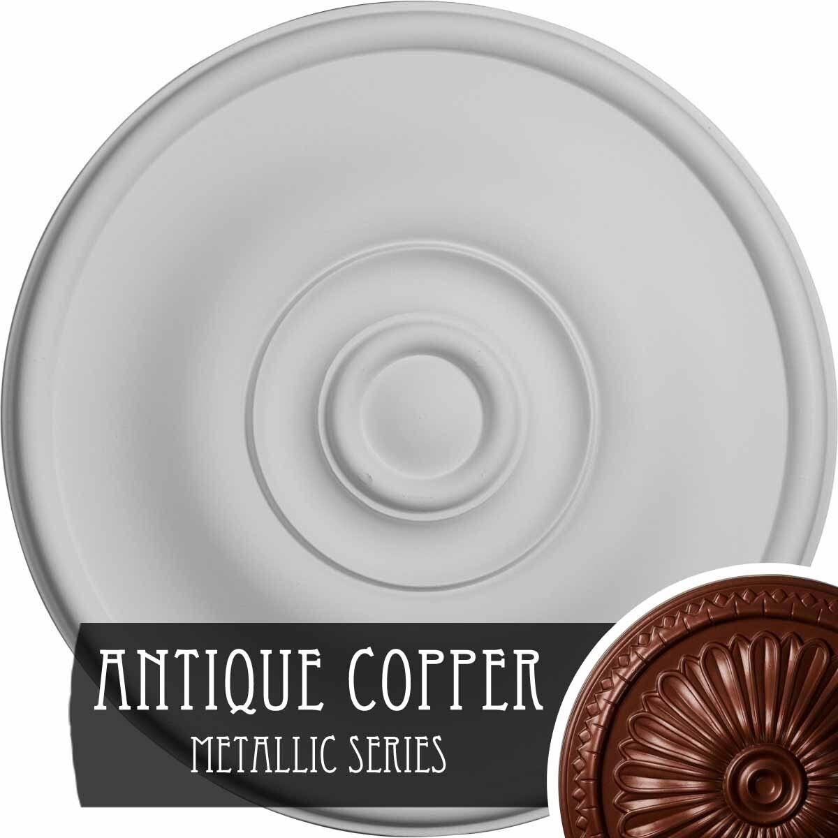 11 3/4x22OD x 3/8x22P Hand-Painted Flash Copper Ceiling Medallion F211