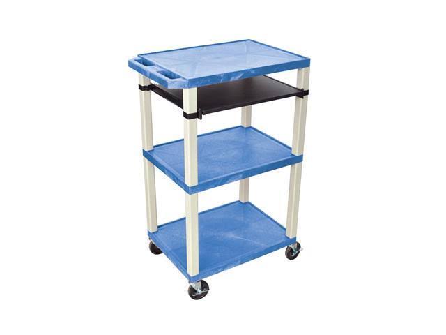 Blue 3 Shelf Cart with Black Pullout Shelf K5588