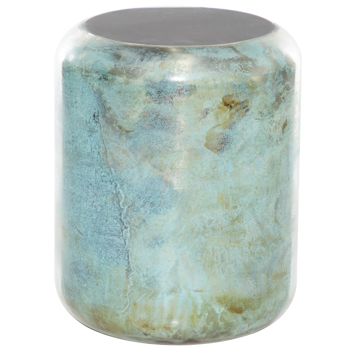 Blue and Silver Round Accent Table Z991646