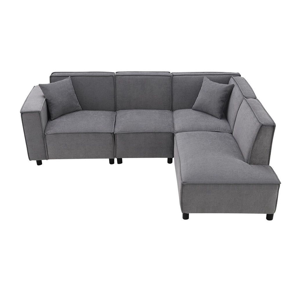 97\*74" Chenille Fabric L-shaped Sectional Sofa with Chaise Lounge G7198