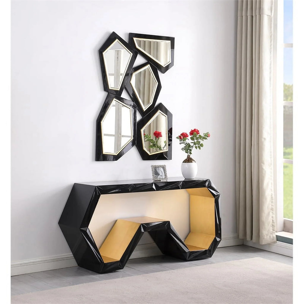 Black Wood Console Table and Mirror R755