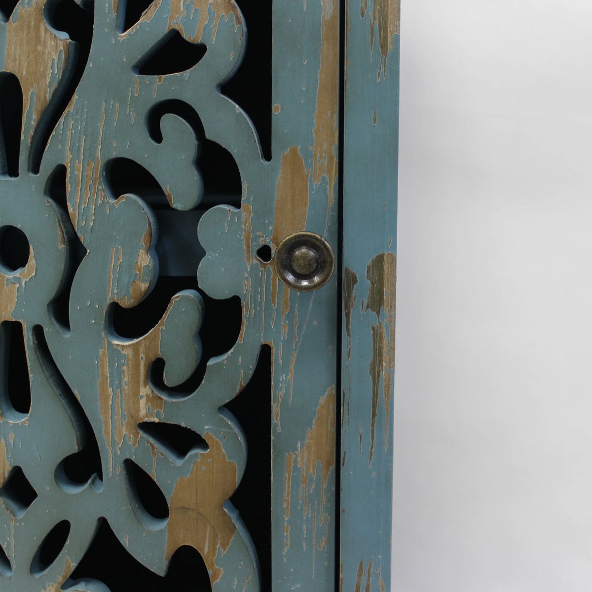 Teal Wooden End Table with Carved Legs B6438