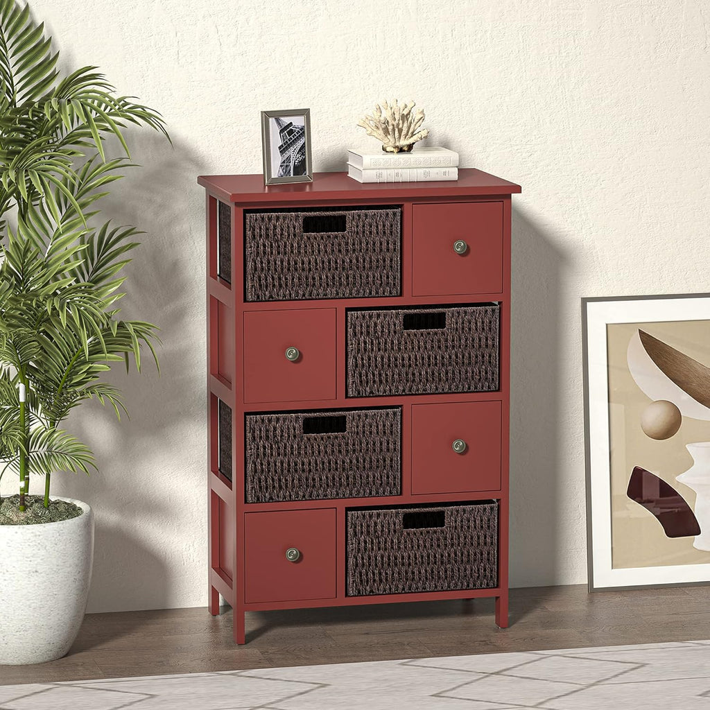 Red Storage Cabinet with 4 Drawers and 4 Baskets V5397