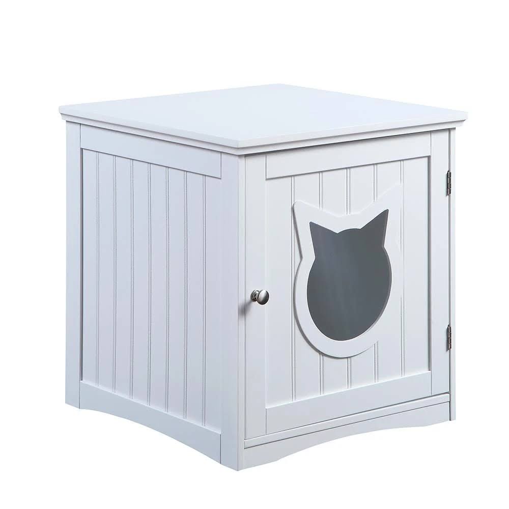 White Cat House Side Table Nightstand Pet House P7169