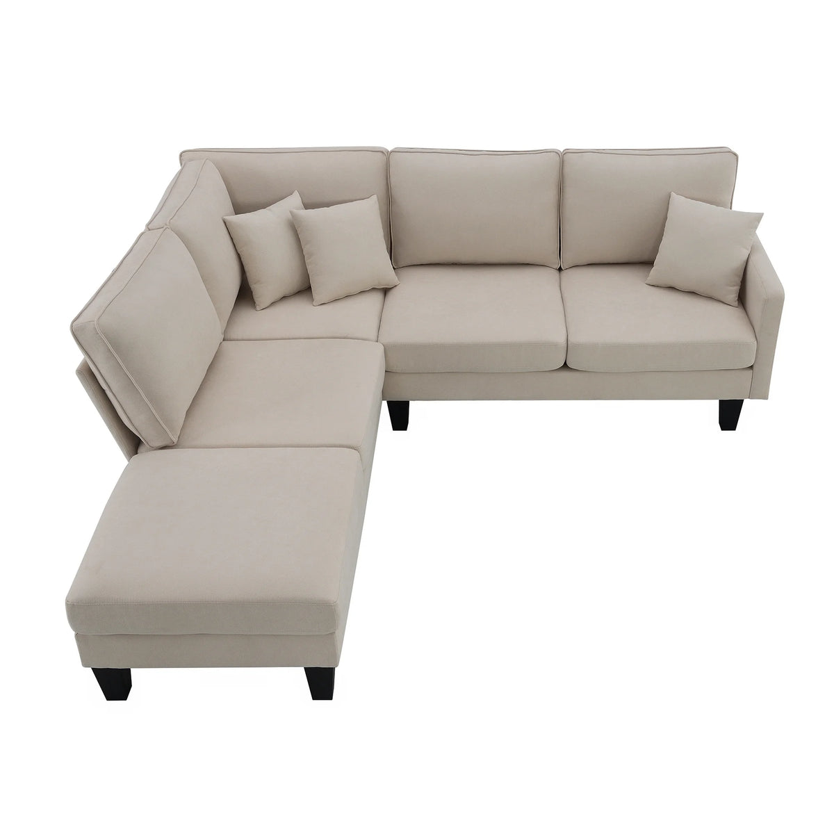 Beige L Shape Sectional Sofa with Recliner K80534