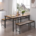 3 Pieces Farmhouse Kitchen Table Set with Two Benches Z4618
