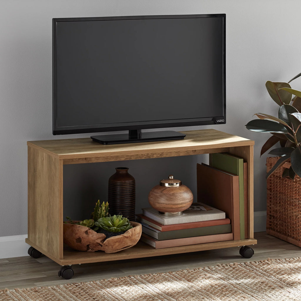 Rustic Weathered Oak Finish TV Cart P80409