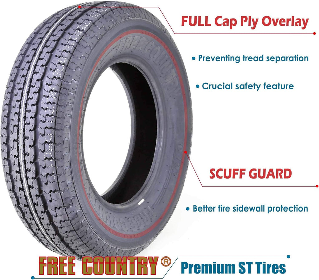 Set 3 Trailer Tires ST175/80R13 6PR Load Range C with Scuff Guard Q8055