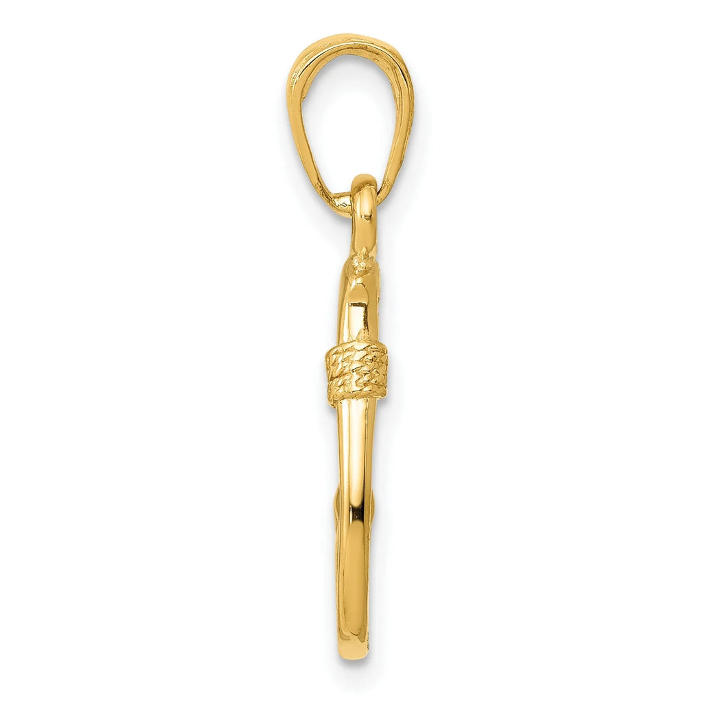 14k Yellow Gold Fish Hook Pendant 21 mm x 8 mm M8482
