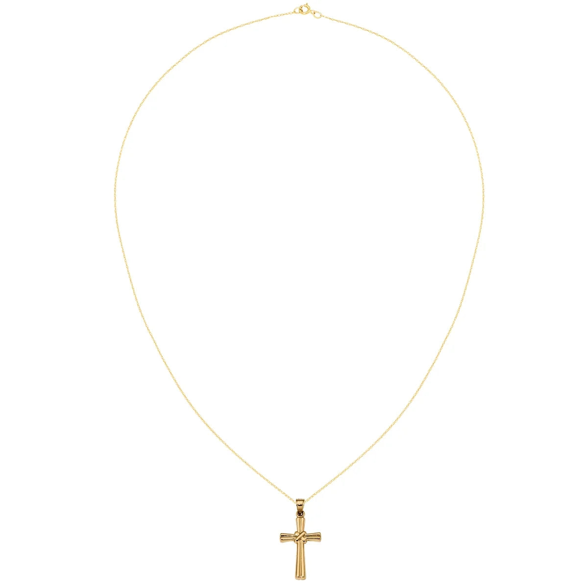 14 Karat Yellow Gold Hollow Cross Pendant with 18-inch Chain H22920