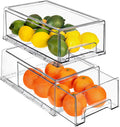 Clear Stackable Fridge Drawer Bins, 2 Pack Medium G54632