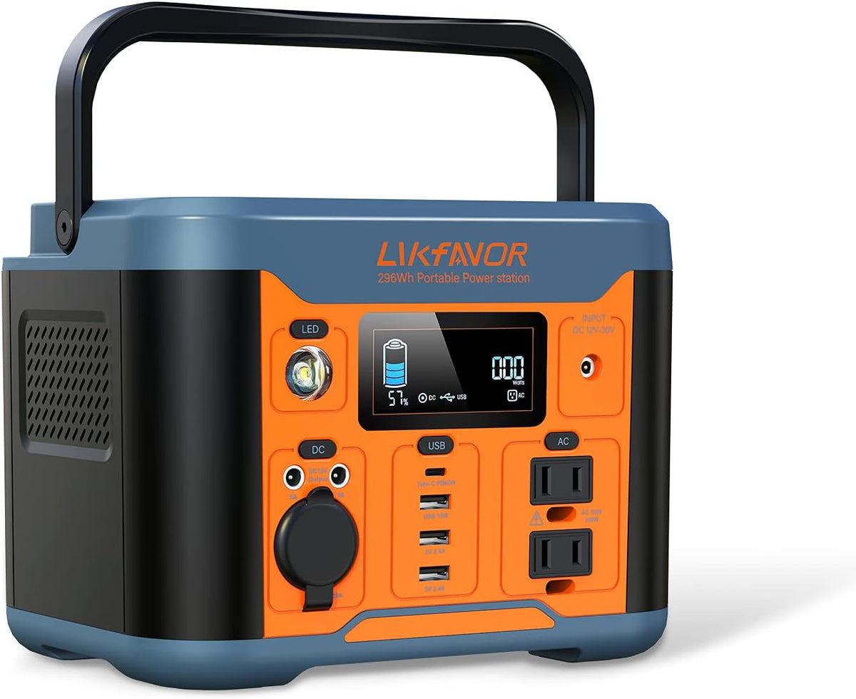 Portable Power Station 300W 296Wh Pure Sine Wave AC Outlet K27325