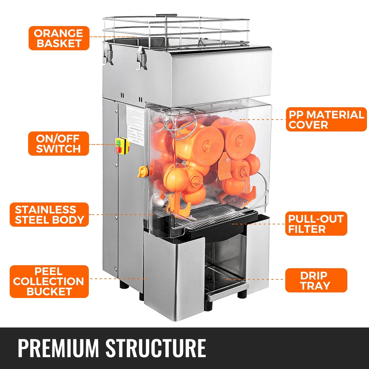 110V Electric Citrus Juicer Machine with Pull-Out Filter Box J472698