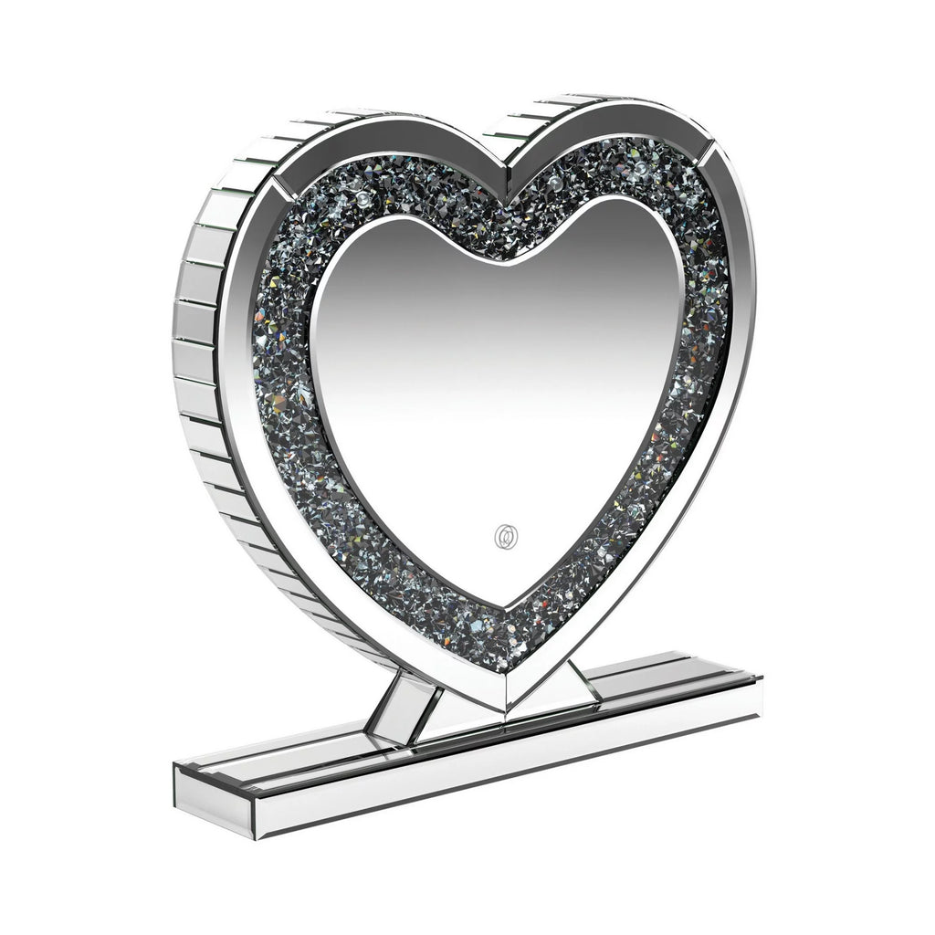 20 Inch Heart Crystal Trim Glass Vanity Mirror T4146