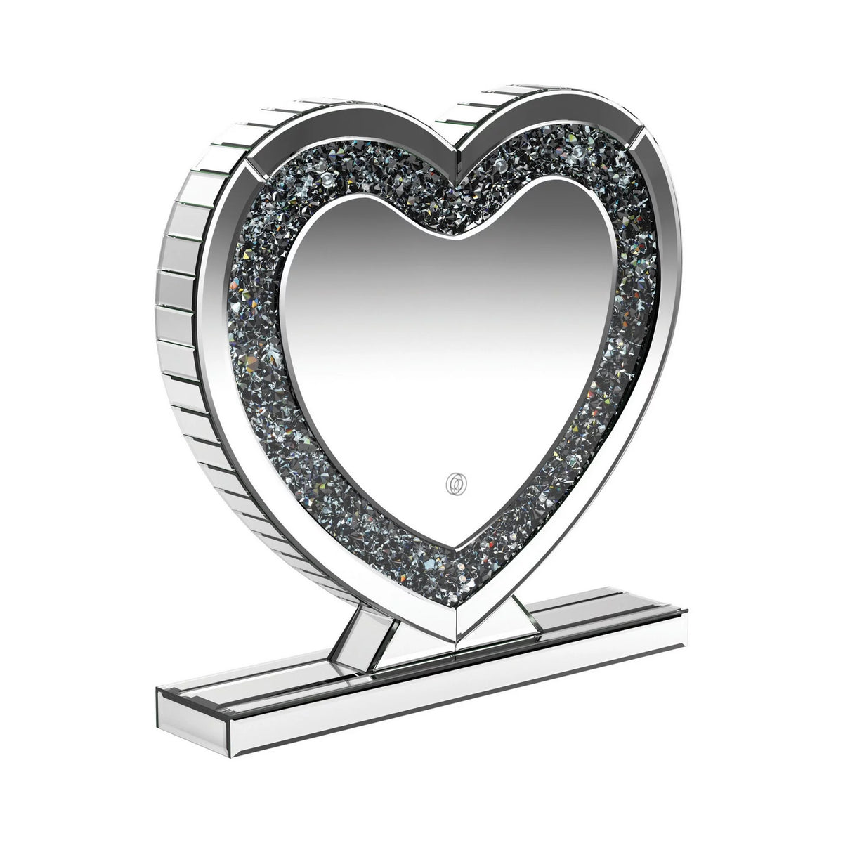 20 Inch Heart Crystal Trim Glass Vanity Mirror T4146