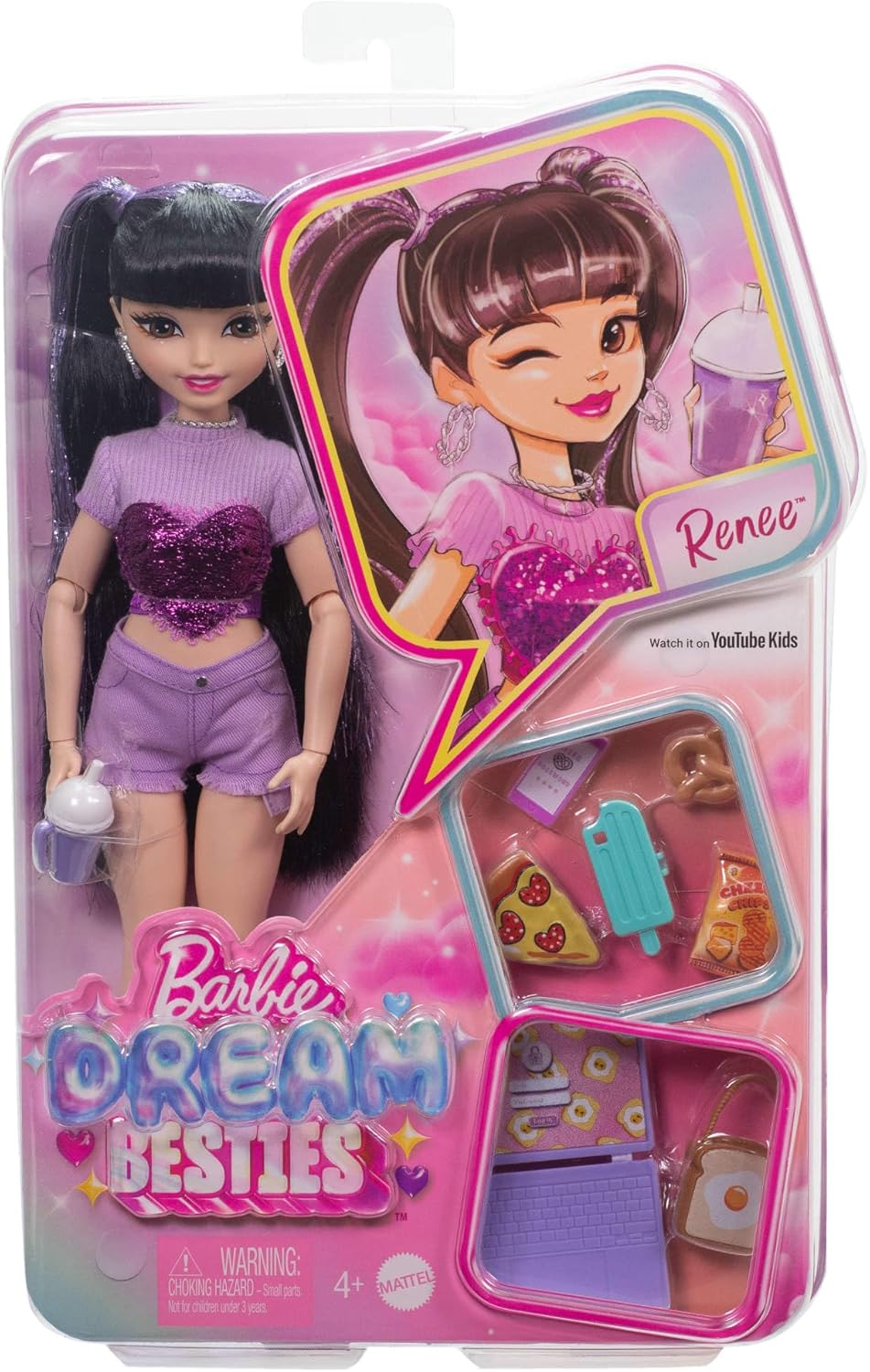 Renee Posable Fashion Doll with Long Black Hair, 11 Pieces I605997