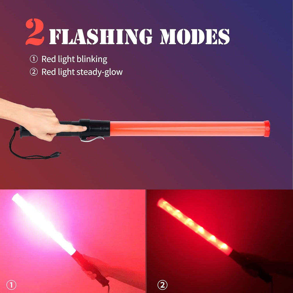 8 Pack 21-inch Safety Traffic Control Wand with 2 Flashing Modes X16337