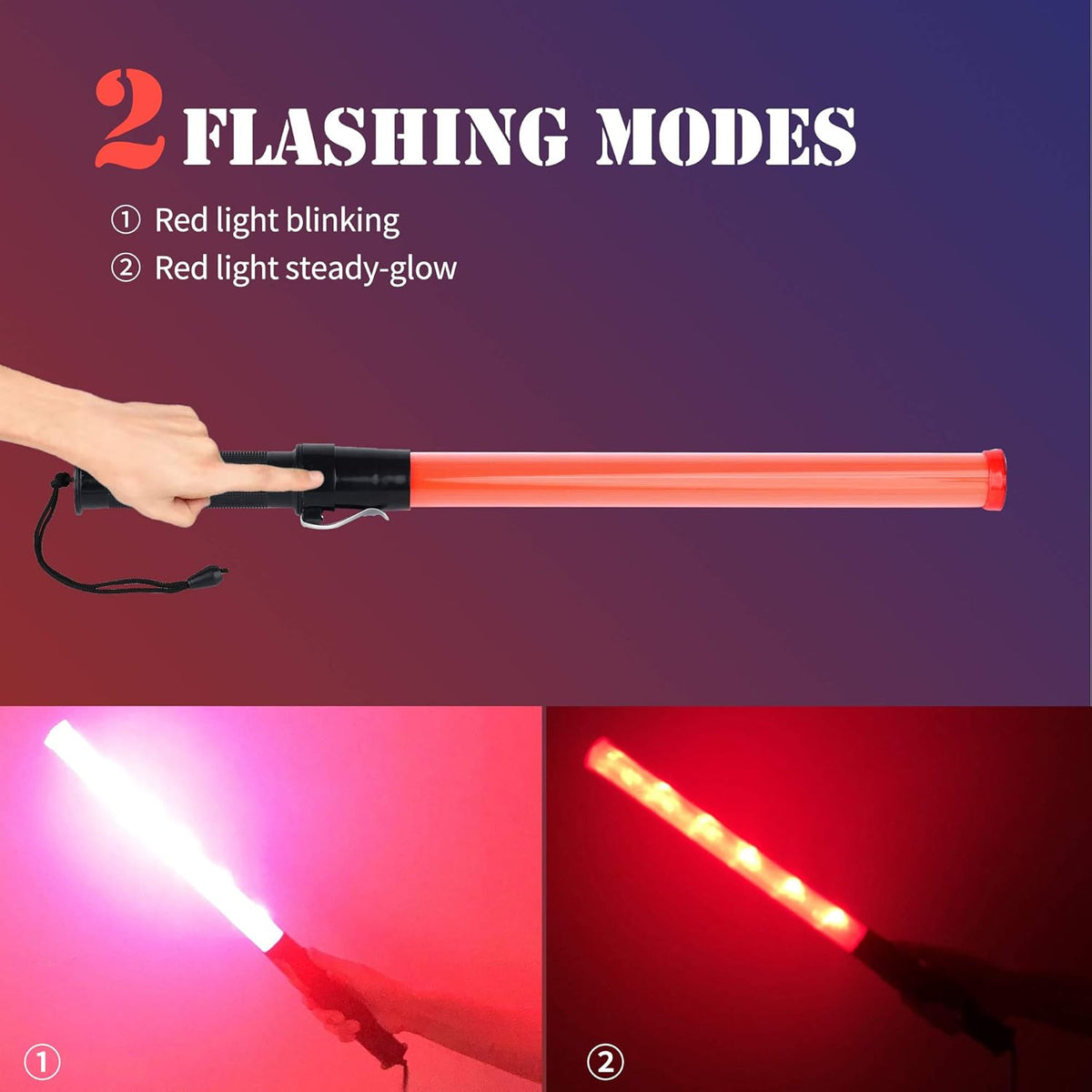 8 Pack 21-inch Safety Traffic Control Wand with 2 Flashing Modes X16337