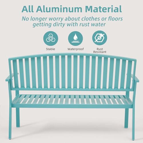 Light Blue Aluminum Outdoor Bench T2053