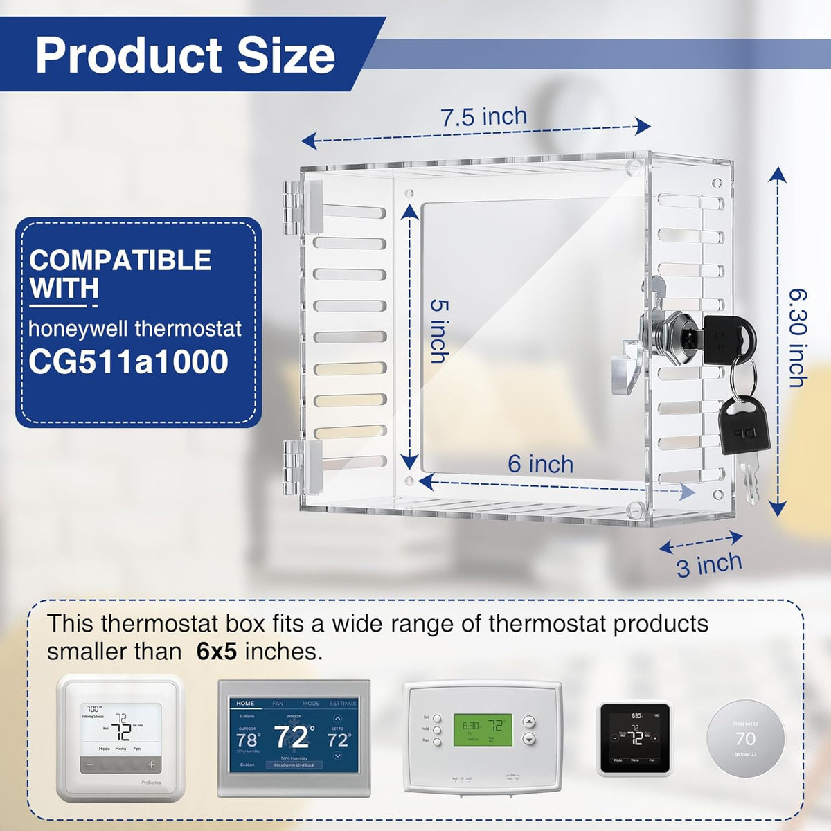 Clear Thermostat Lockable Box with Keys B35785