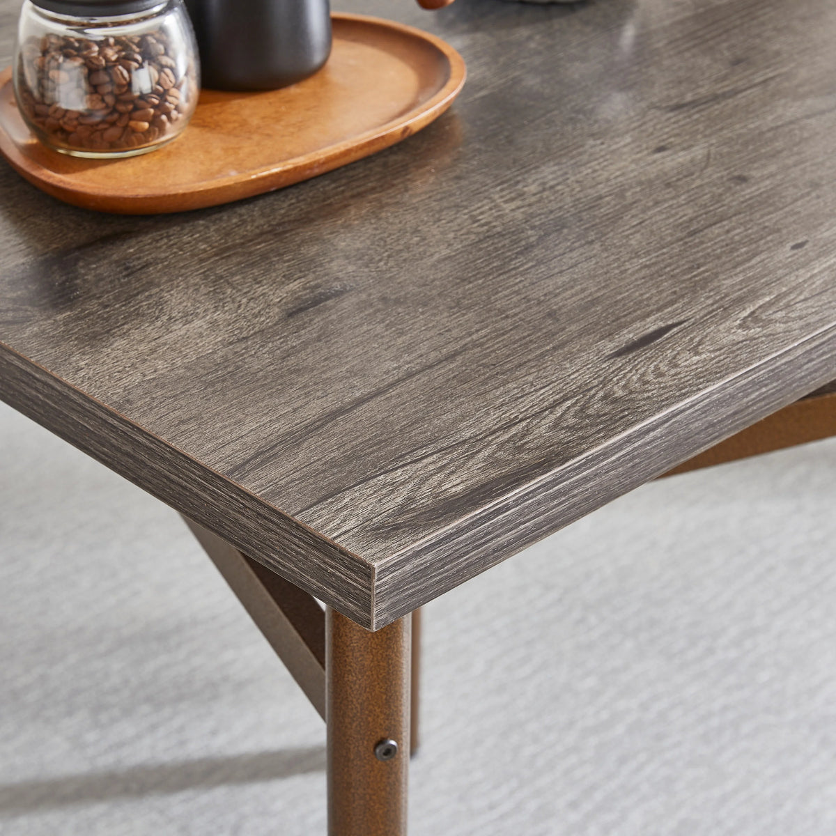 Metal and Wood Square Dining Set for 2 C4193