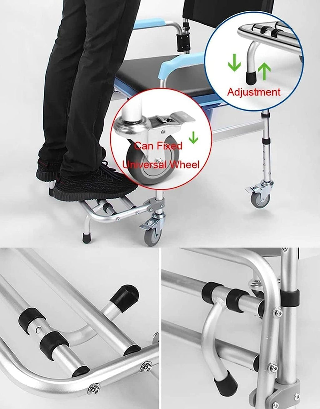 Lightweight Bedside Commode Portable Toilet Bath Chair Adjustable Height Shower Chair R491