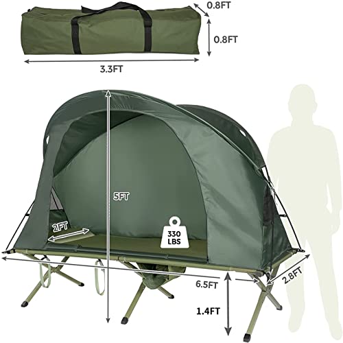 4-in-1 Camping Cot Tent with Waterproof External Cover, Air Mattress & Carrying Bag Y34926