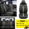 Front Seat Covers Faux Leather Pickup Trucks Seat Protectors (Black+Beige) F2043