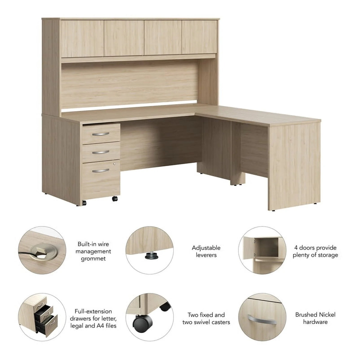 L Shaped Desk with Hutch & Drawers H37143