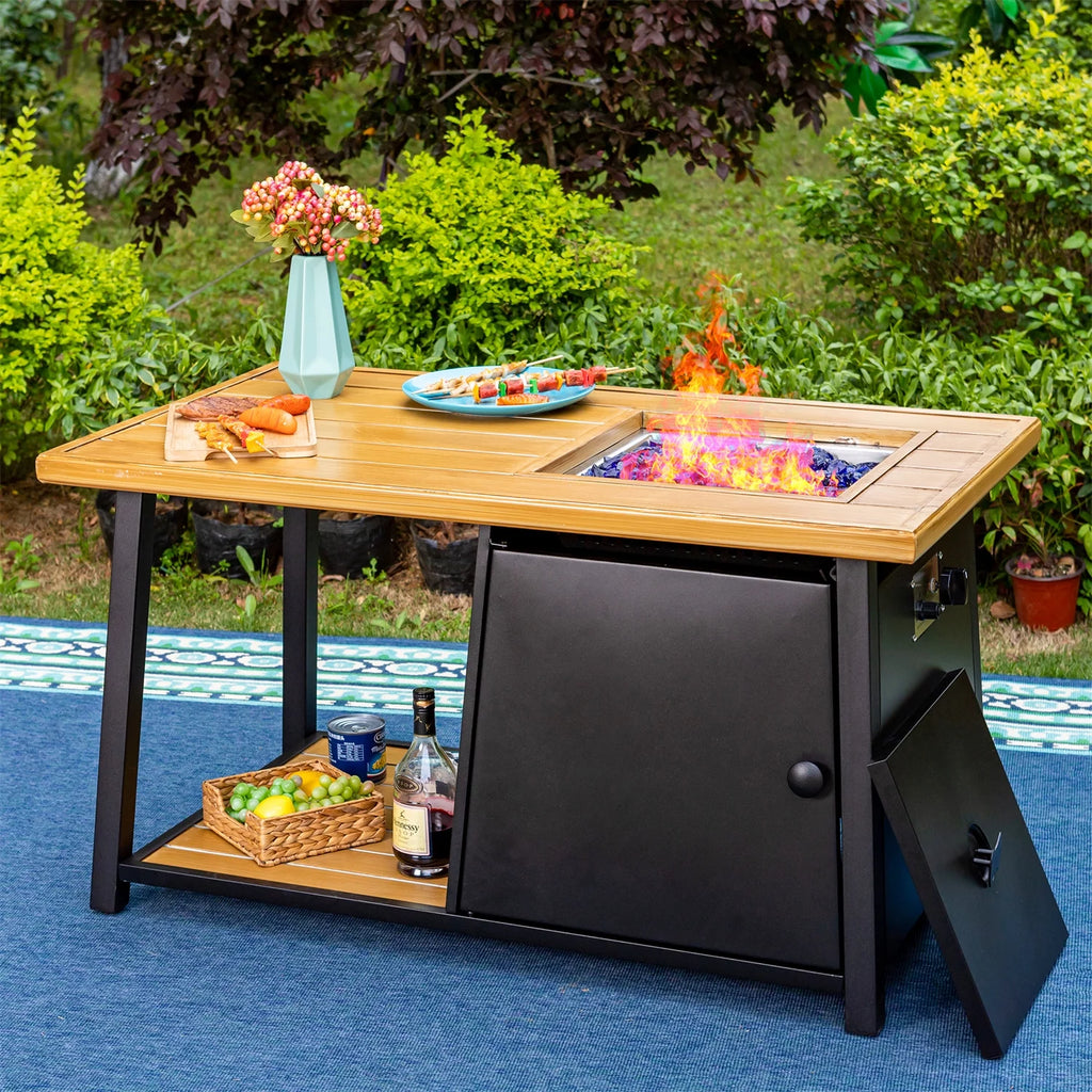 13 Pieces Outdoor Patio Furniture Set with Fire Pit Table D407722