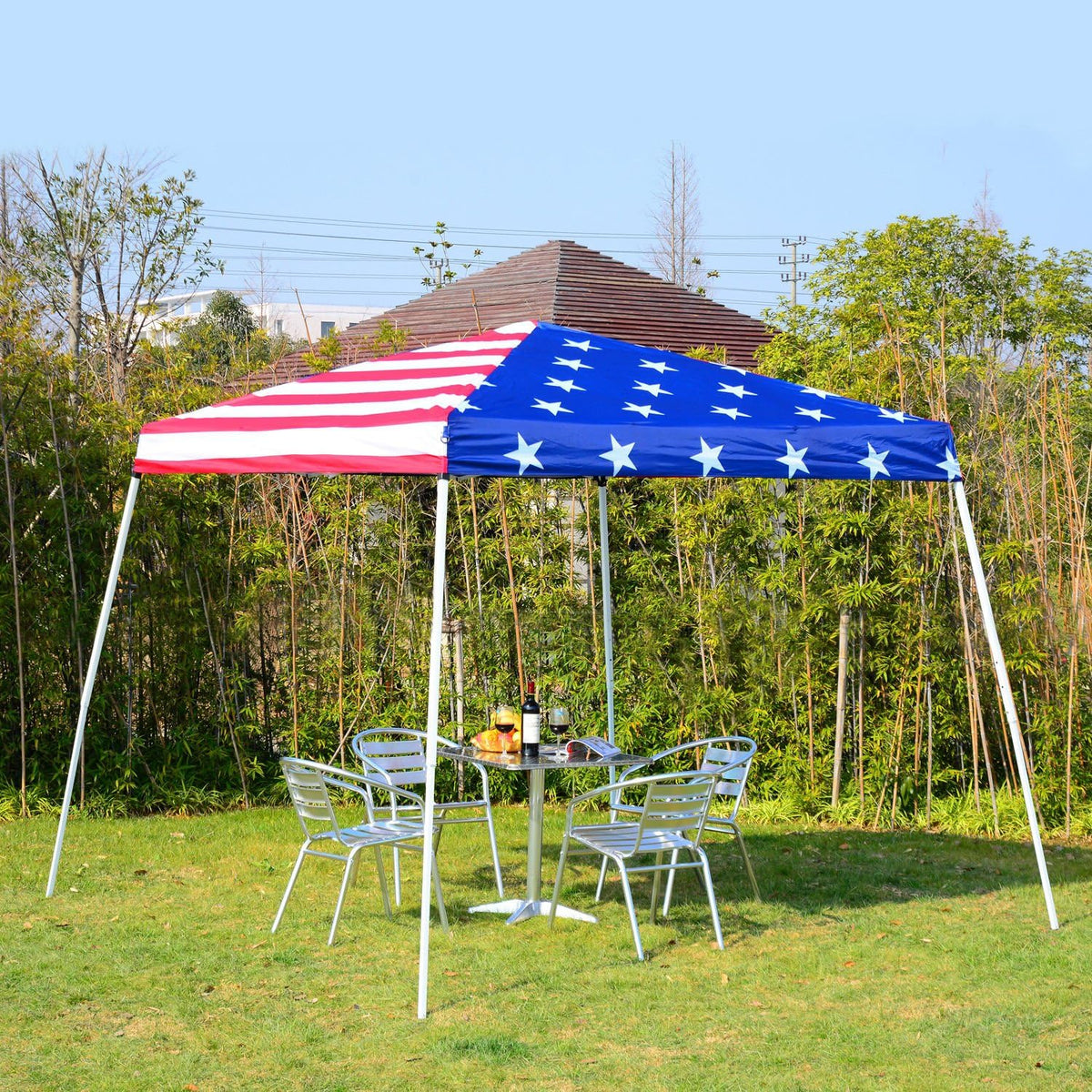 10'x 10' Outdoor Pop Up Canopy Tent with Slanted Legs M60600