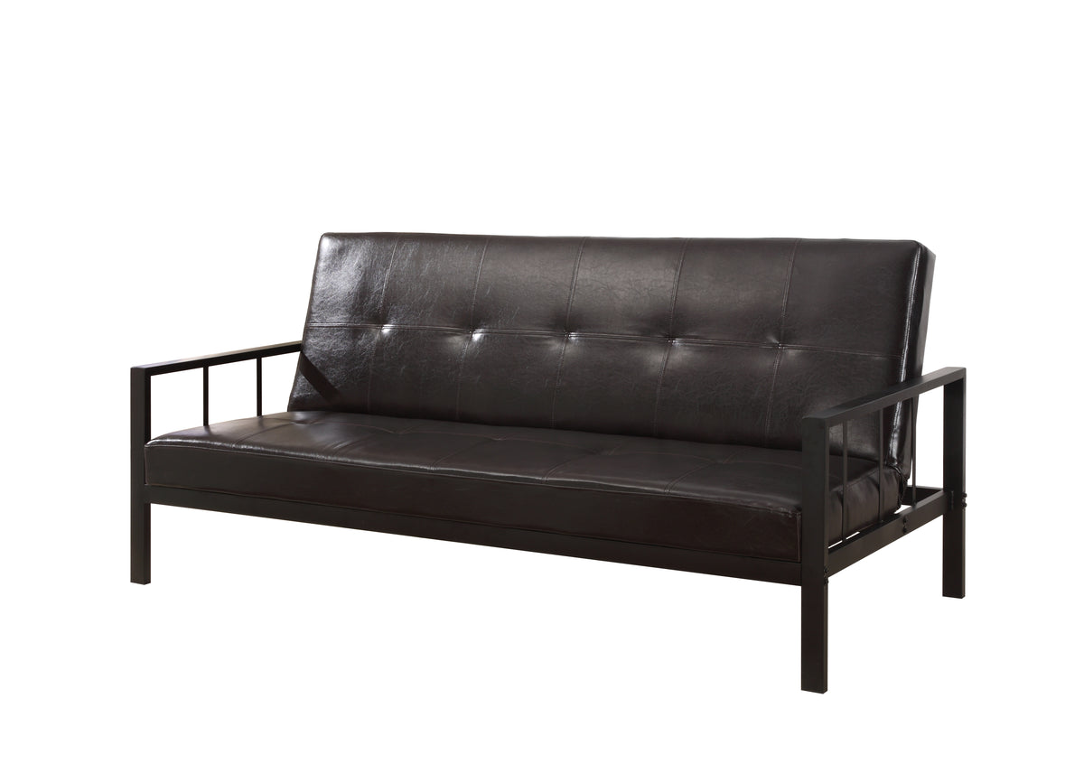 Black Faux Leather Klik Klak Sofa Futon Y995