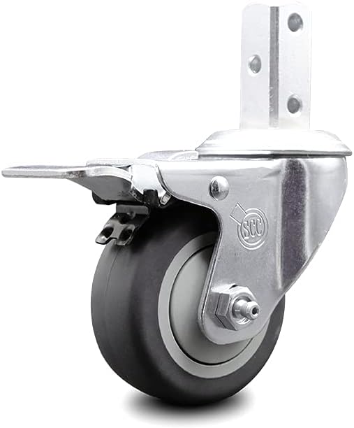 Swivel Square Stem Caster Set 4 with Gray Thermoplastic Rubber Wheel F22200